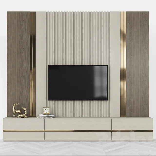 Modern TV Wall set83 3DS Max Model