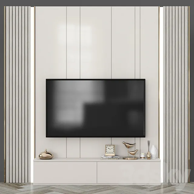 Modern TV Wall set90 3ds Max