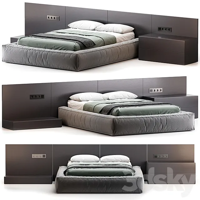 Modern Upholstery Bed from Litfad 3DS Max Model