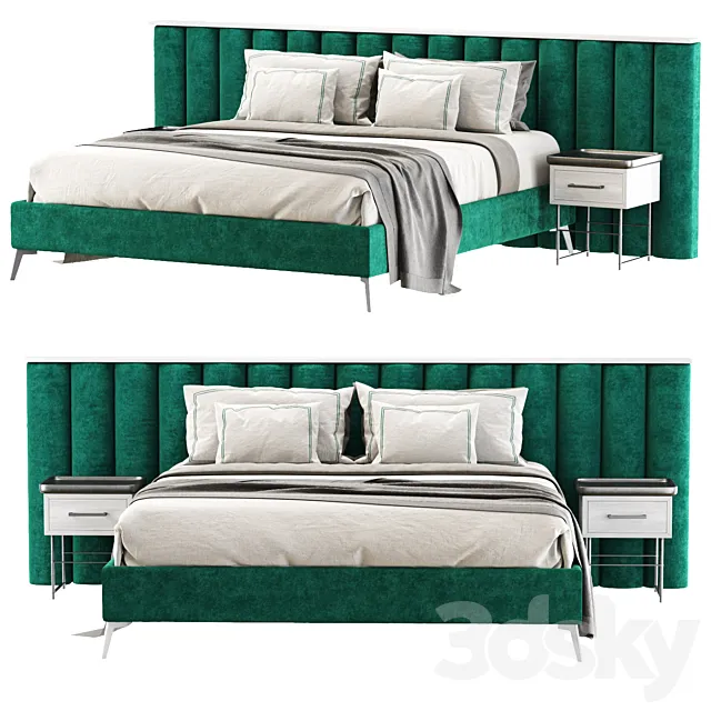 Modern velor green double bed GS69 _ Double velor bed GS69 3ds Max