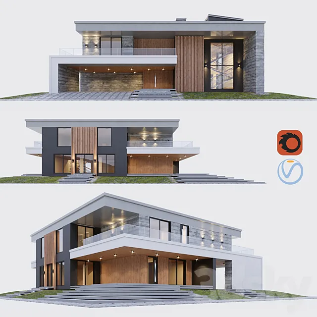 Modern villa 3ds Max