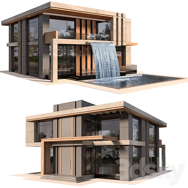 Modern Villa with pool 3DS Max Model