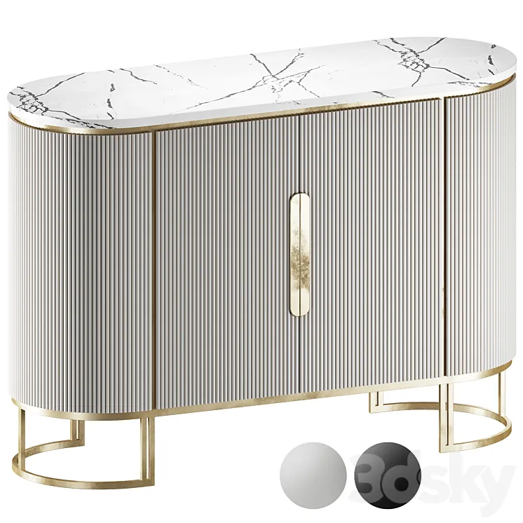 Modern White Sideboard 3DS Max Model