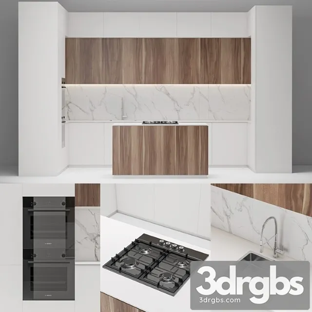 Modern white wood kitchen 3dsmax Download