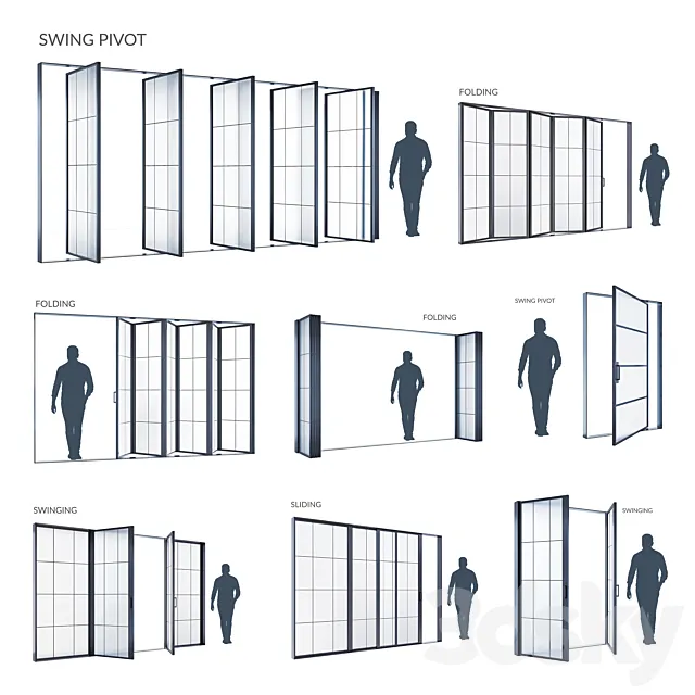 Modern windows SWING PIVOT FOLDING SLIDING 3ds Max