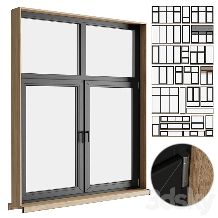modern windows with Metal Blinds and wooden 3DS Max Model