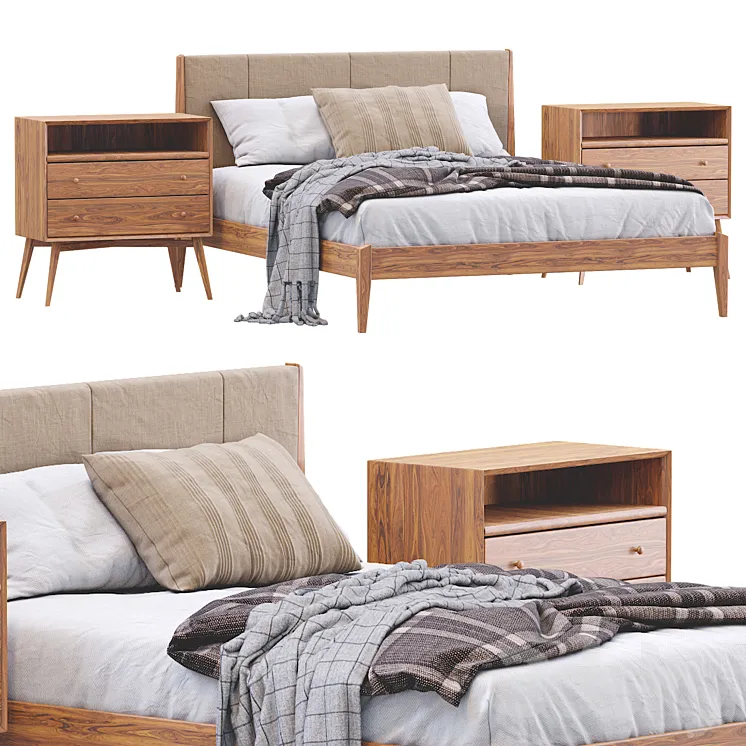 Modern Wood Bed By West Elm 3DS Max