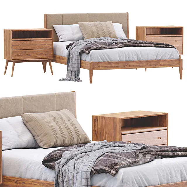Modern Wood Bed By West Elm 3DSMax File
