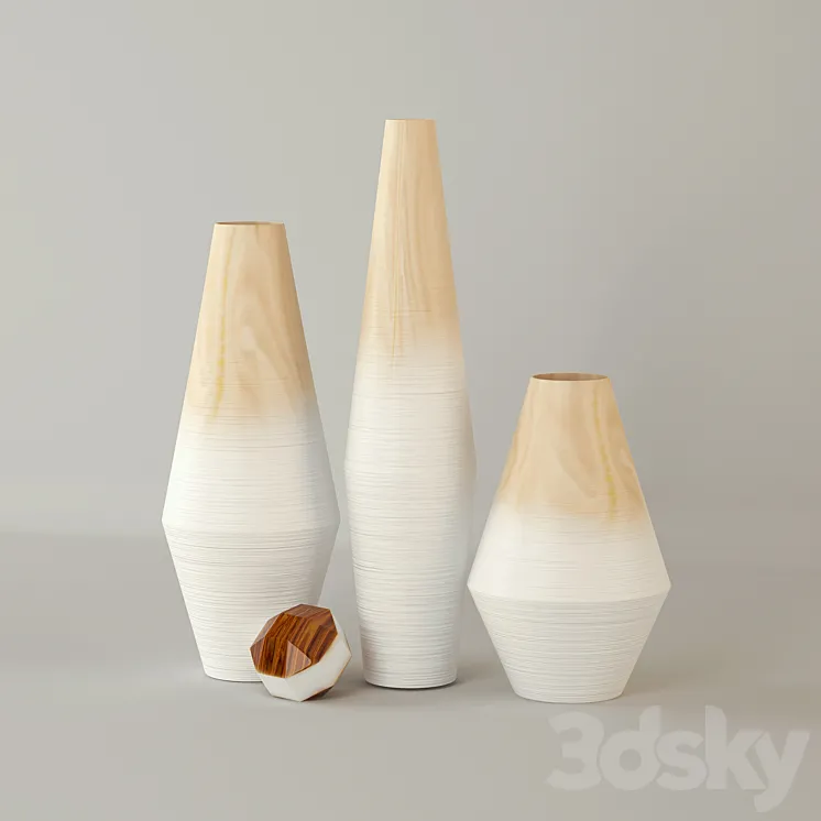 Modern Wood Ombre Vases 3DS Max