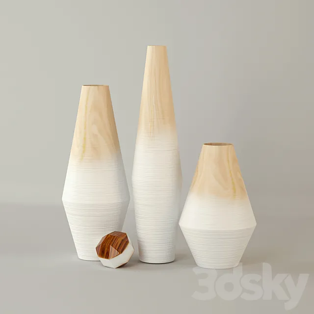 Modern Wood Ombre Vases 3DSMax File