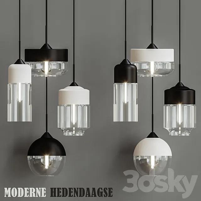 Moderne Hedendaagse Retro Art Metal Glazen Hanger Lampen 3ds Max