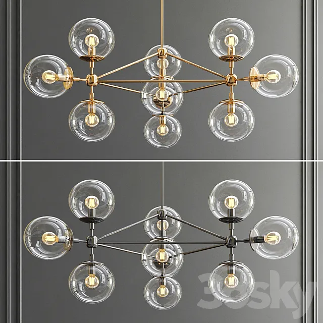Modo 10 Bulb Chandelier 3DS Max Model