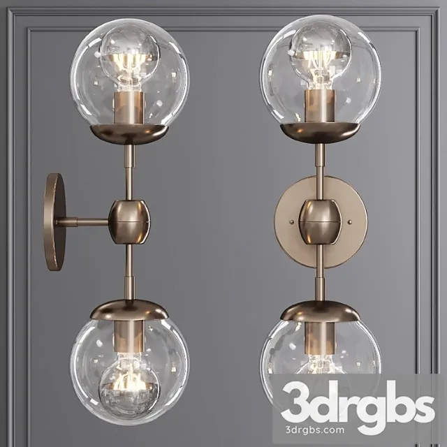 Modo sconce 2 globes bronze and clear glass 3dsmax Download