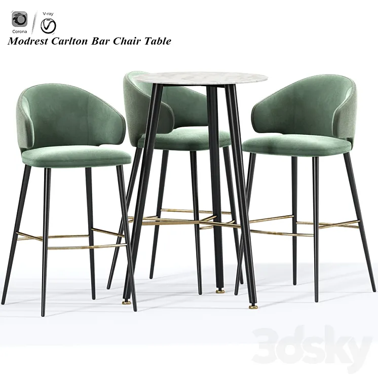 Modrest Carlton Bar Stool And Table 3DS Max Model
