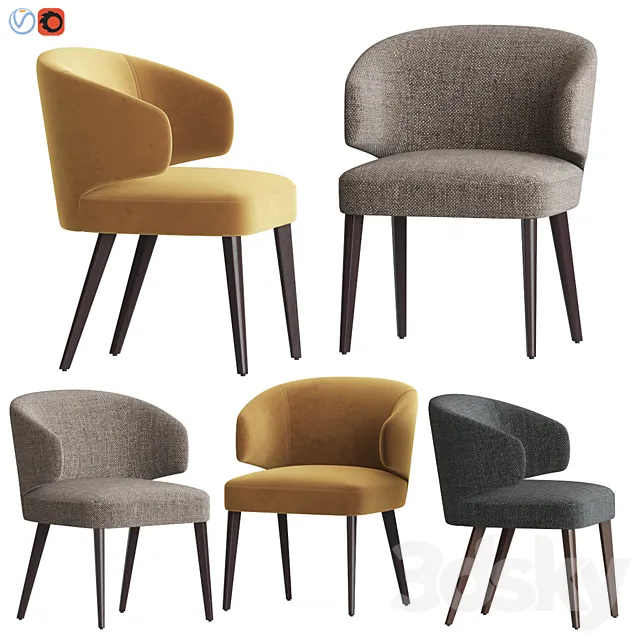 Modrest Carlton Gray Fabric Dining Chair 3DSMax File