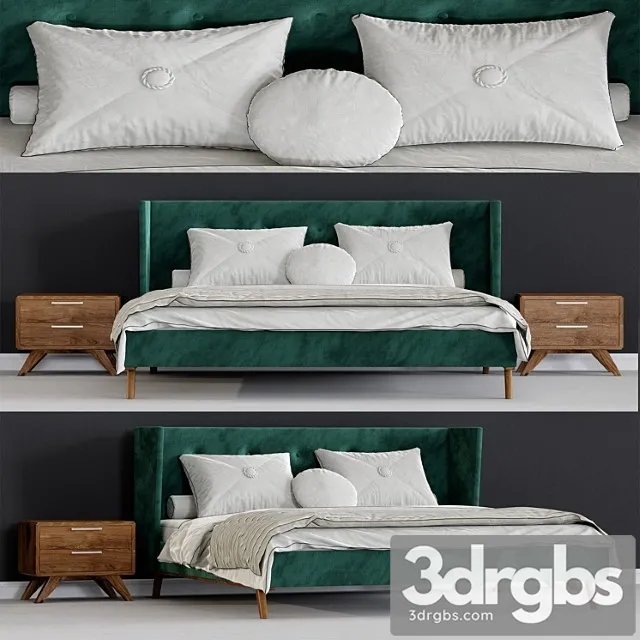 Modrest Durango Modern Green Fabric Walnut Bed 3dsmax Download