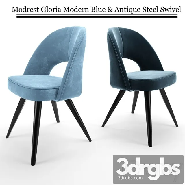 Modrest gloria modern blue & antique steel swivel 2 3dsmax Download