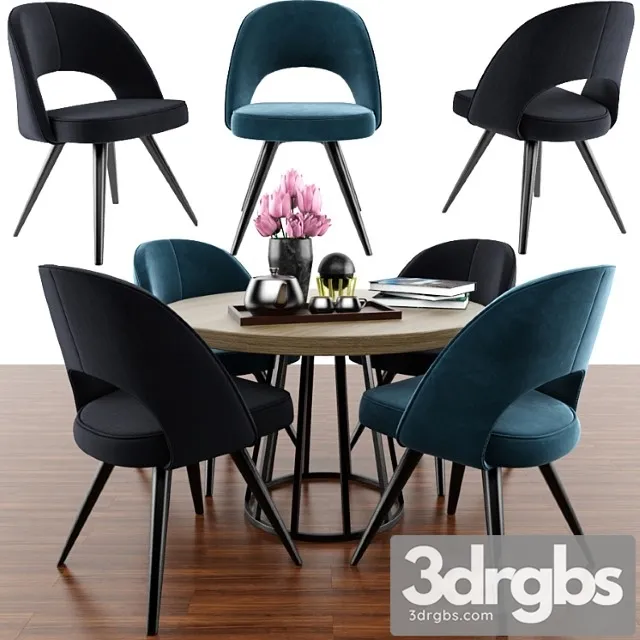 Modrest gloria modern blue chair set with parquet 2 3dsmax Download