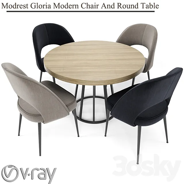 Modrest Gloria Modern Chair And Round Table 3DSMax File