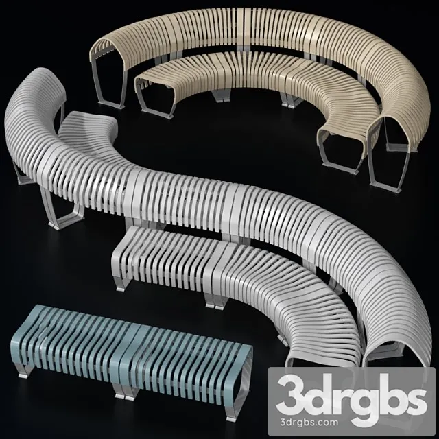 Modular curved and straight bench 3dsmax Download