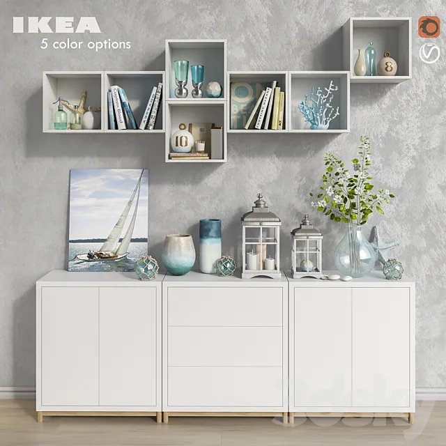 Modular furniture IKEA. accessories and decor set 8 3DSMax File