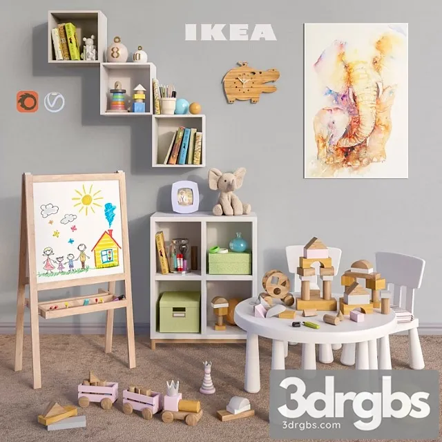 Modular Furniture Ikea Accessories Decor and Toys Set 5 3dsmax Download
