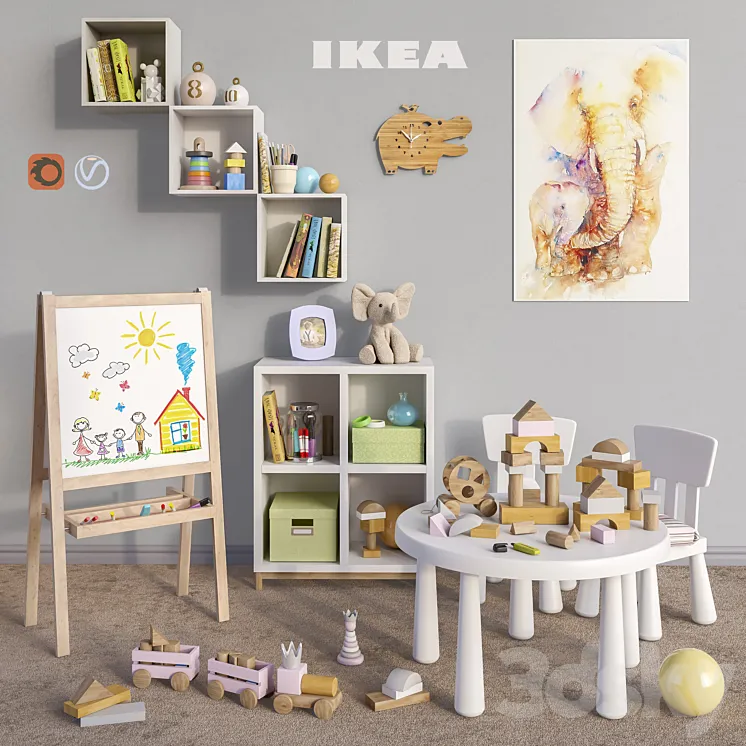 Modular furniture IKEA accessories decor and toys set 5 3DS Max