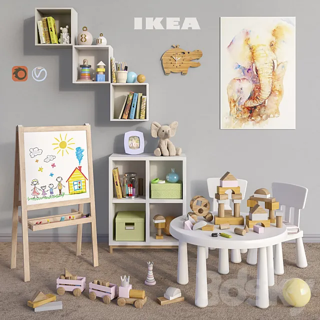 Modular furniture IKEA. accessories. decor and toys set 5 3DSMax File
