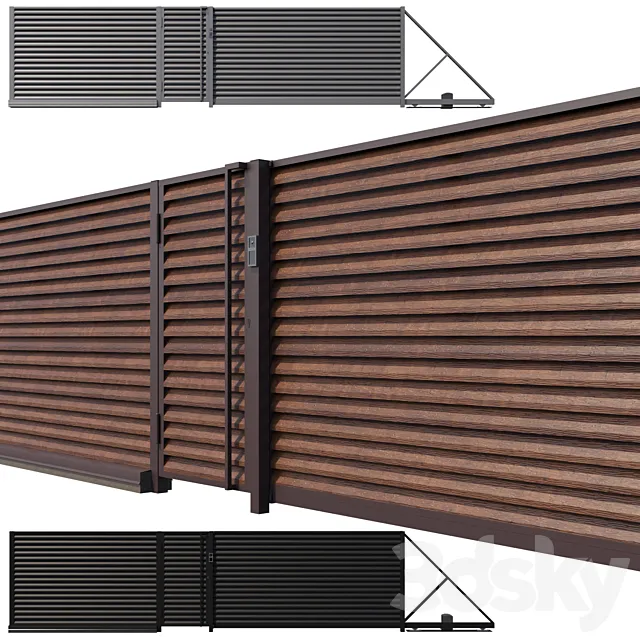 modular louvered fencing 3ds Max