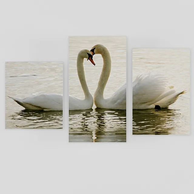 Modular painting on canvas “A pair of swans”. 3DS Max Model