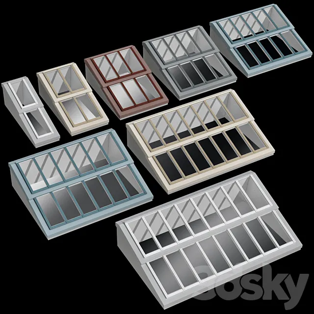 Modular roof window dormer skylight rooflight 3ds Max