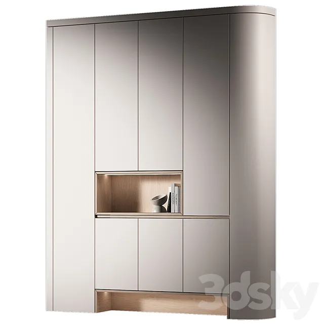 Modular Rounded Cabinet Furniture. Minimal White Modern Wardrobe set 5. 3ds Max