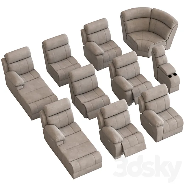 Modular Sofa with Foot lift 3DS Max Model