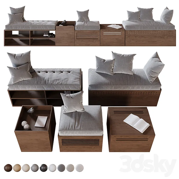 Modules and Window Seat Pillows set 3DS Max Model