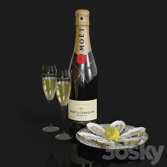 Moet & Chandon + oyster 3ds Max