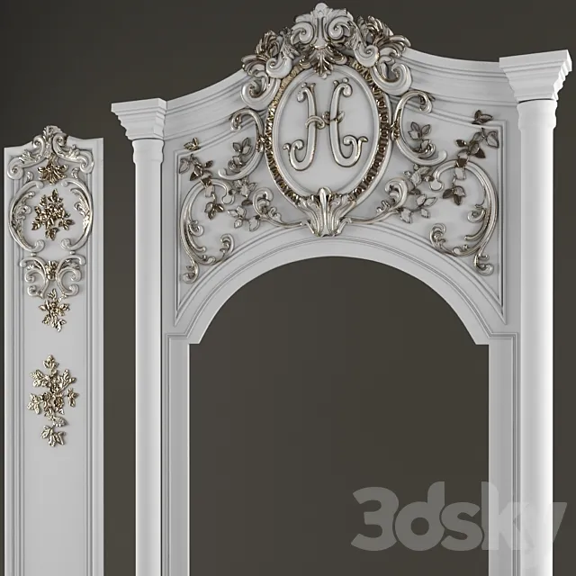 Molded panels with the effect of gold patina 3DS Max Model