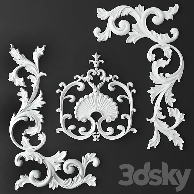 Moldings corner cartouche. 3DS Max Model