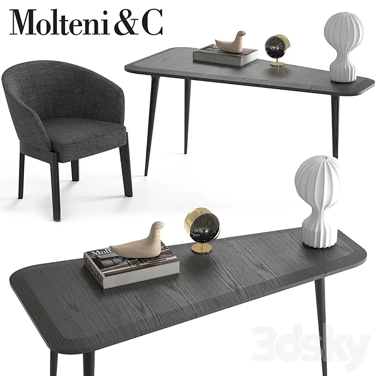 Molteni & C Chelsea Chair and Belsize Table 3DS Max Model
