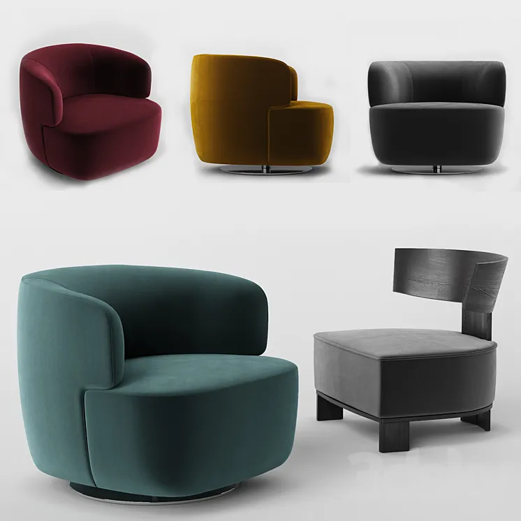 Molteni Elain and Clipper armchairs 3DS Max