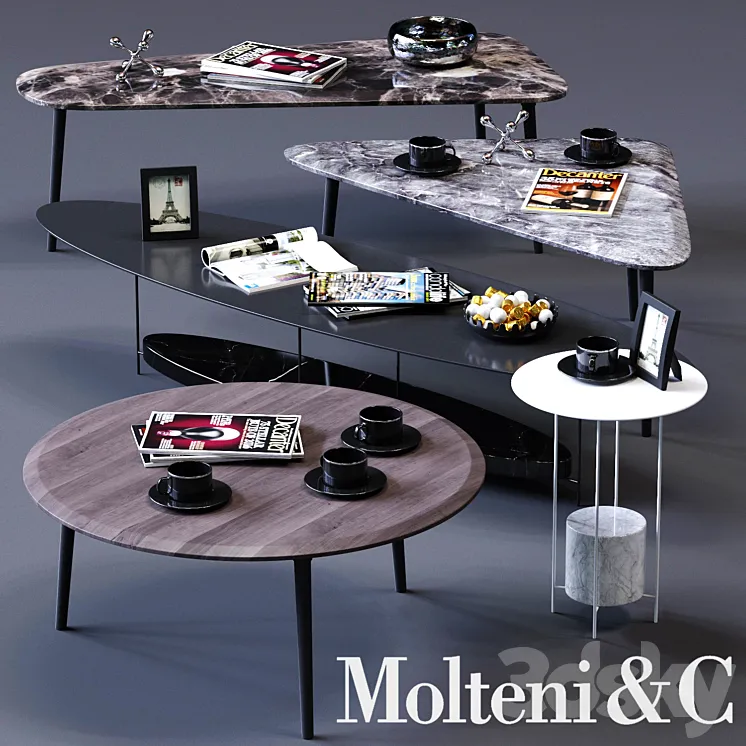 Molteni&C Coffee Tables Set 02 3DS Max