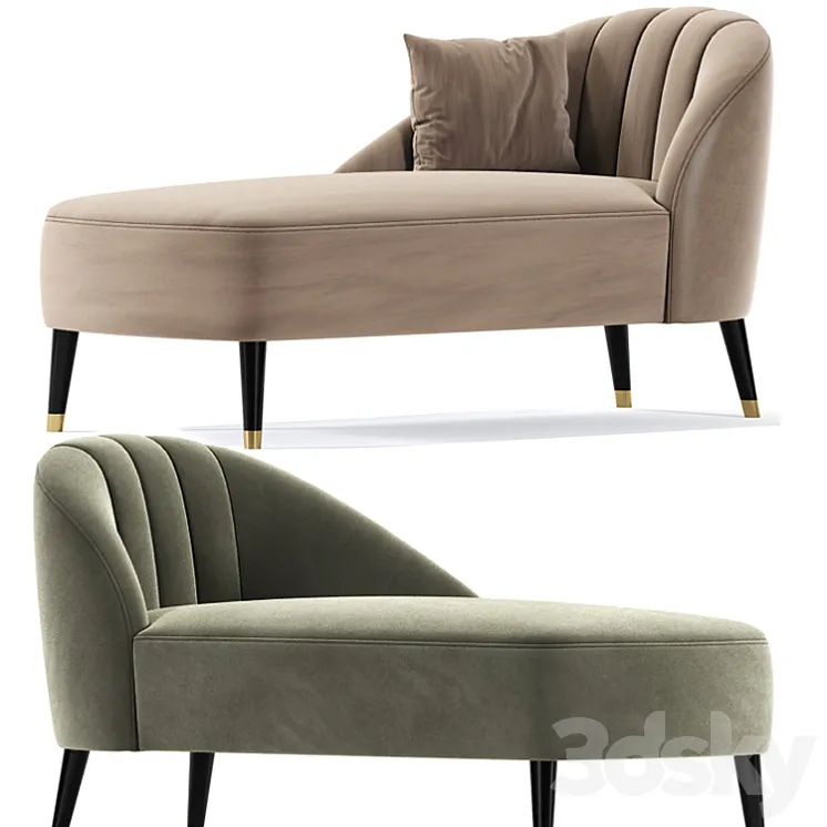 Monroe jade velvet chaise lounge 3DS Max Model