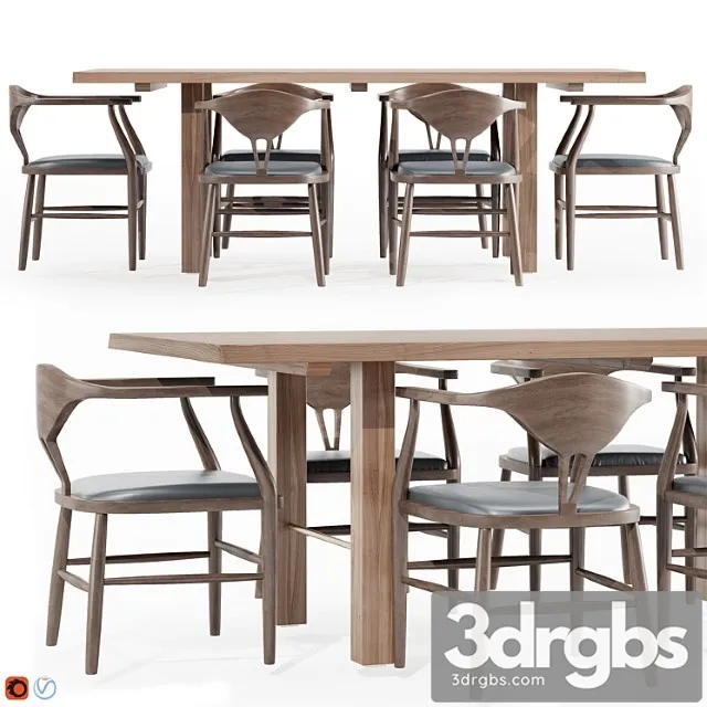 Montana live edge dining table with peking b dining chairs 2 3dsmax Download