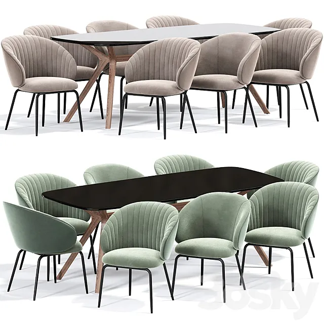 Montbel Lily Dining Chair Table 3ds Max