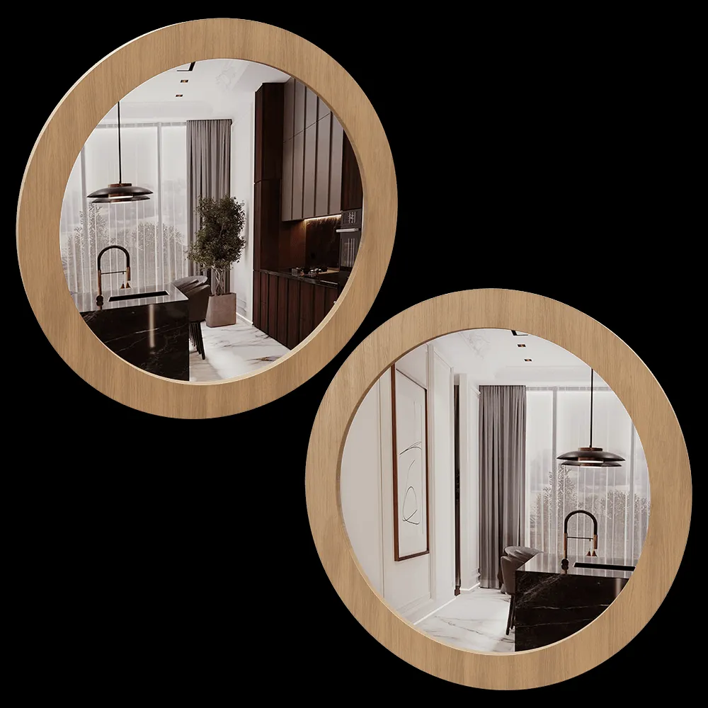 Moonk – Mirror Round Oak Veneer 3ds Max