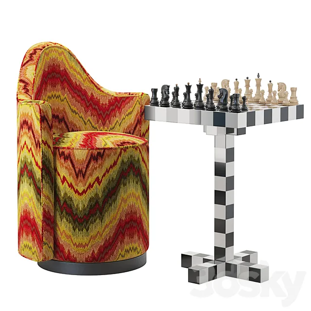 Moooi Chess Table + Chair 3ds Max