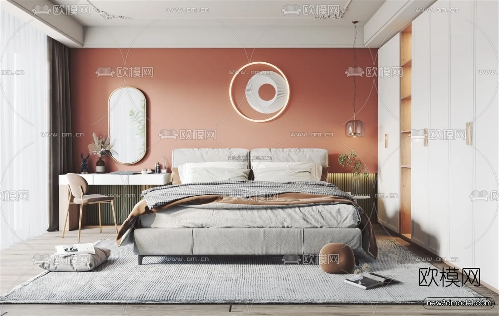 Morandi Style Interior 3D Blocks – Bedroom 3D Scene – 119 – VRAY