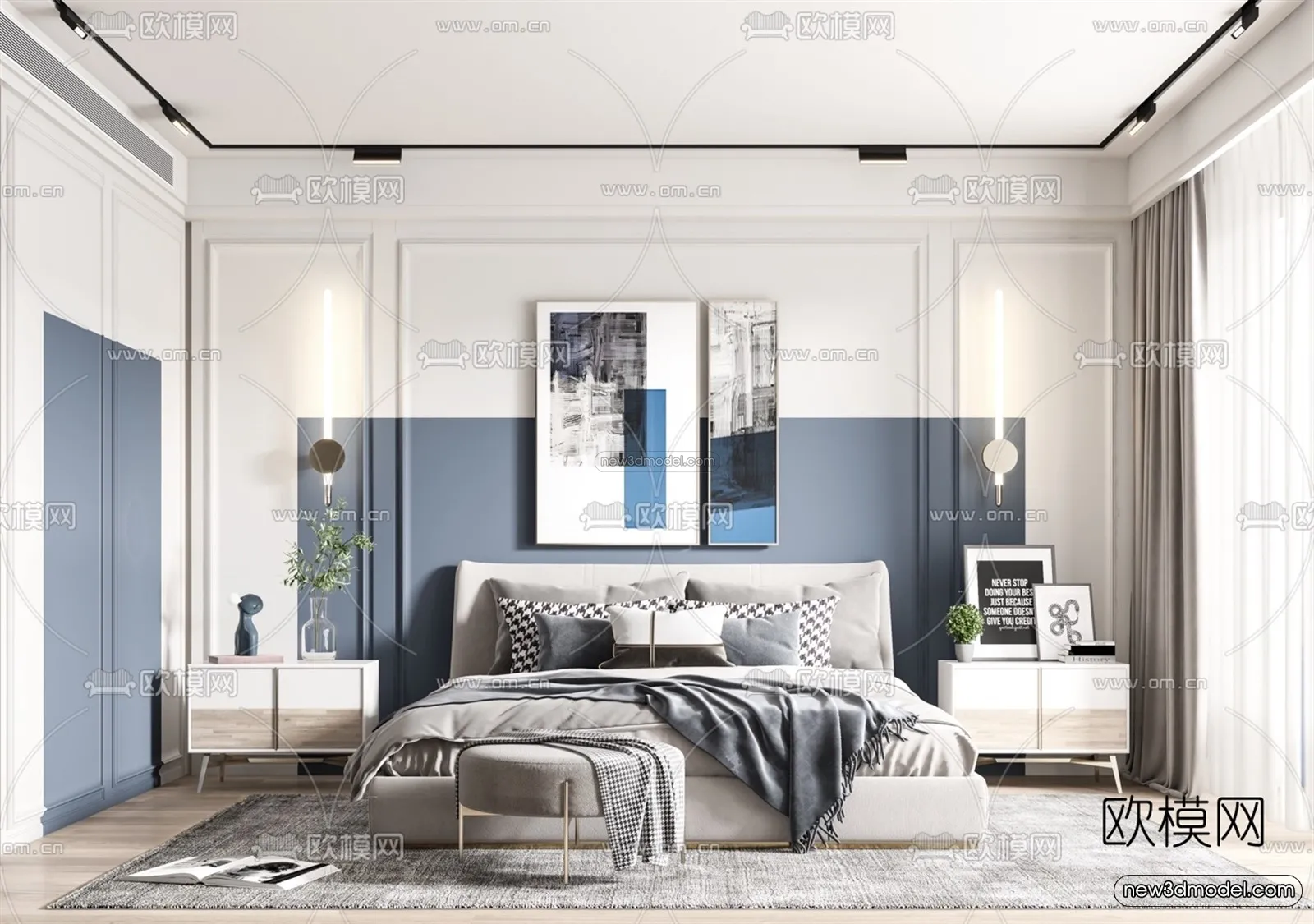Morandi Style Interior 3D Blocks – Bedroom 3D Scene – 129 – VRAY