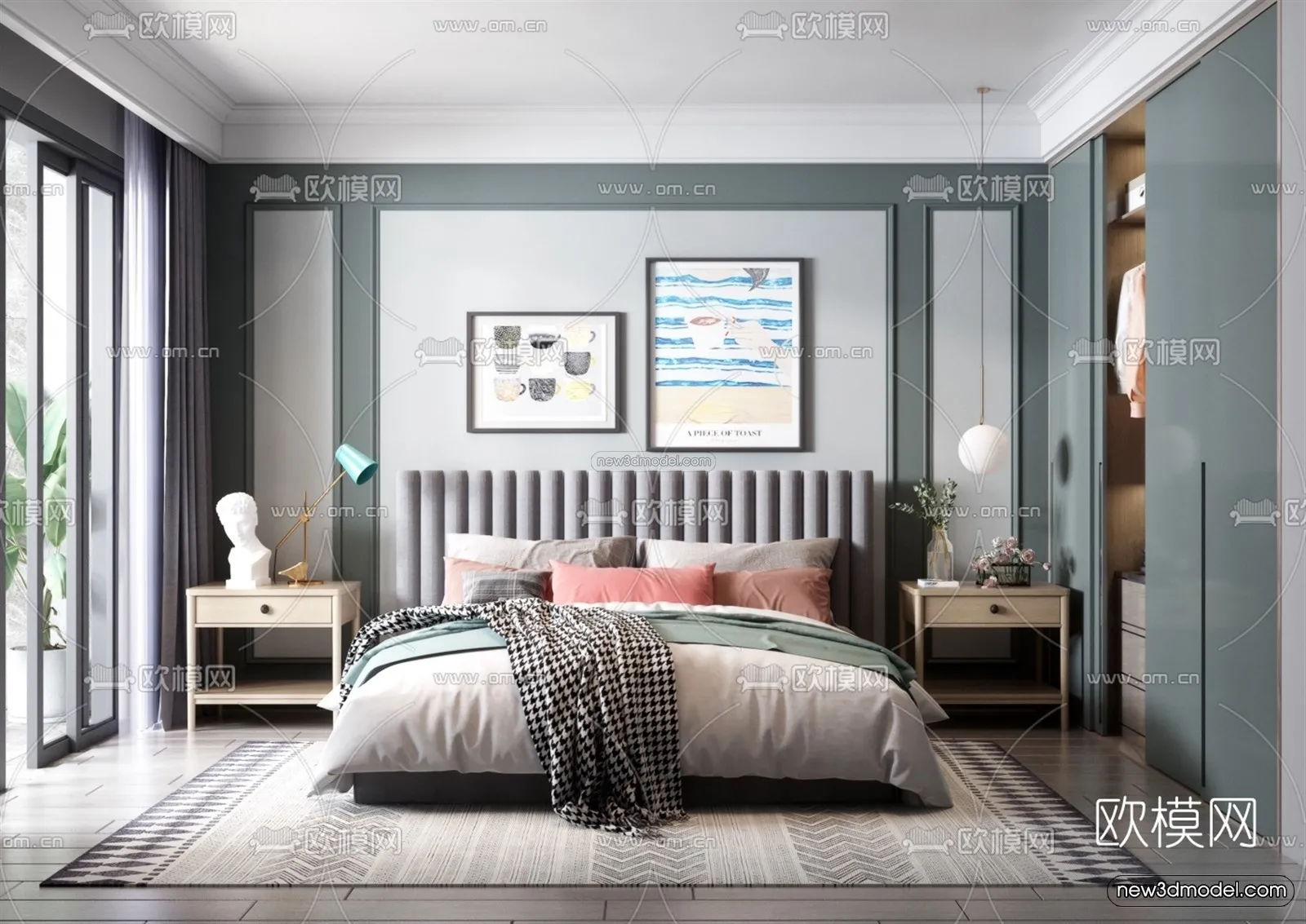 Morandi Style Interior 3D Blocks – Bedroom 3D Scene – 138 – VRAY