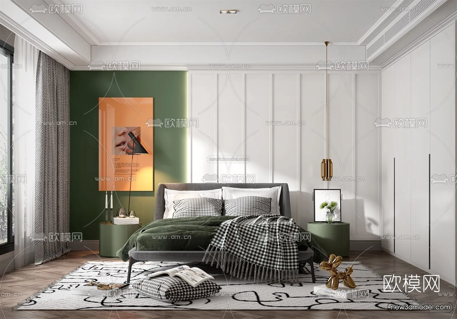 Morandi Style Interior 3D Blocks – Bedroom 3D Scene – 144 – VRAY