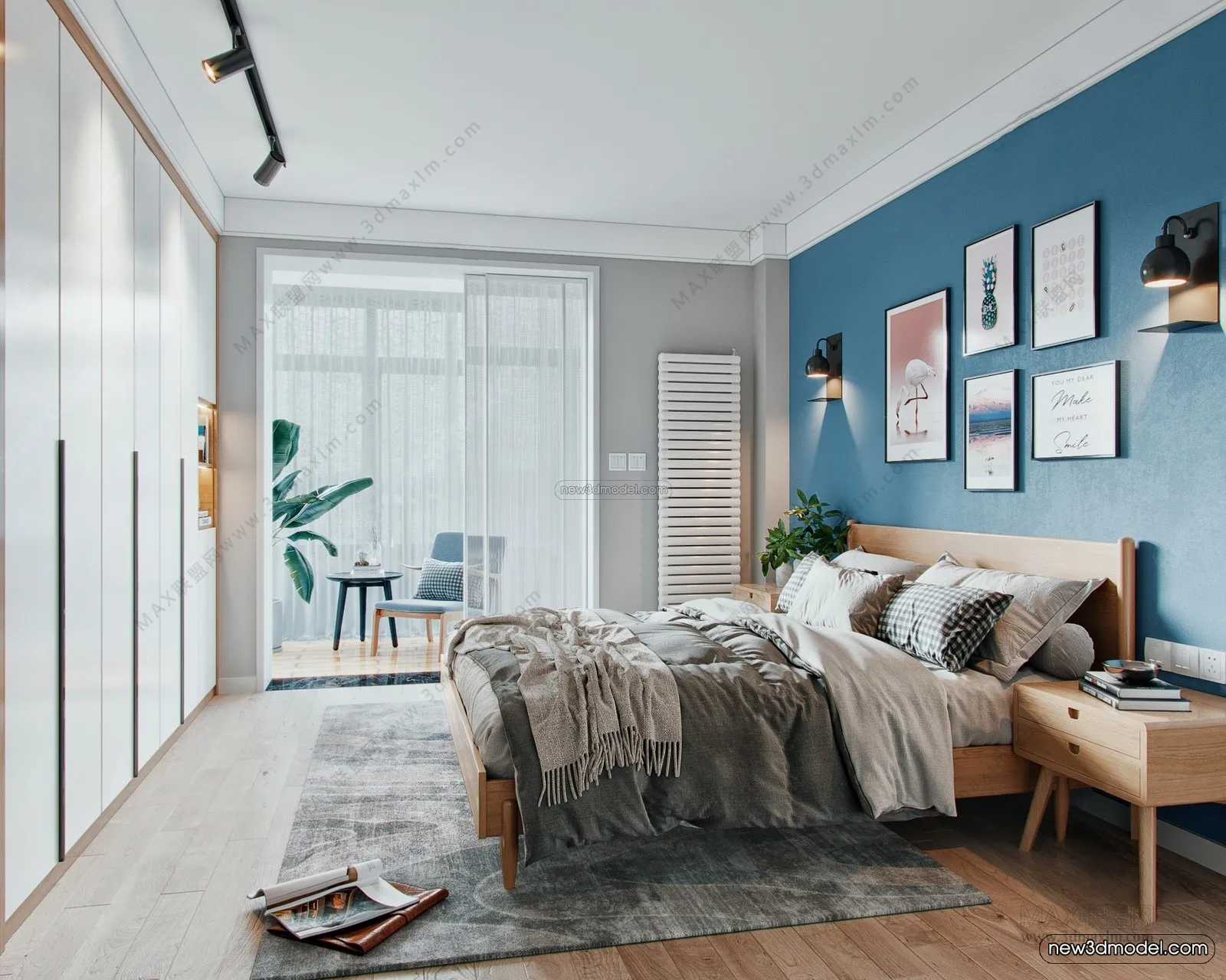 Morandi Style Interior 3D Blocks – Bedroom 3D Scene – 151 – VRAY